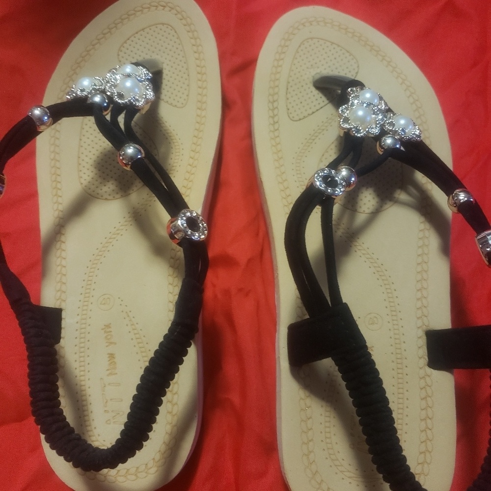 Black ,Cream and white Sandals